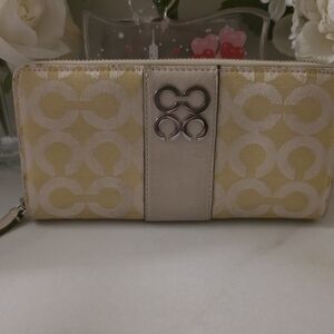 Coach Yellow and Cream Patterned Wallet